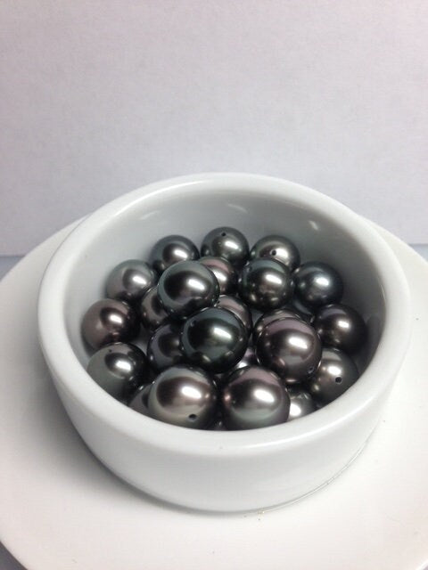 TAHITIAN PEARL 10 mm,  Black 10mm Pearl,  Drilled through Pearl, South Sea Pearl