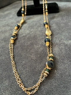 Vintage Gold and Silver toned Beaded Chain Necklace 30"