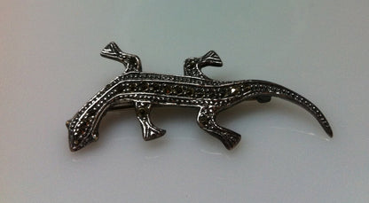 Vintage STERLING SILVER Lizard Brooch, 2" Long x 3/4" Width