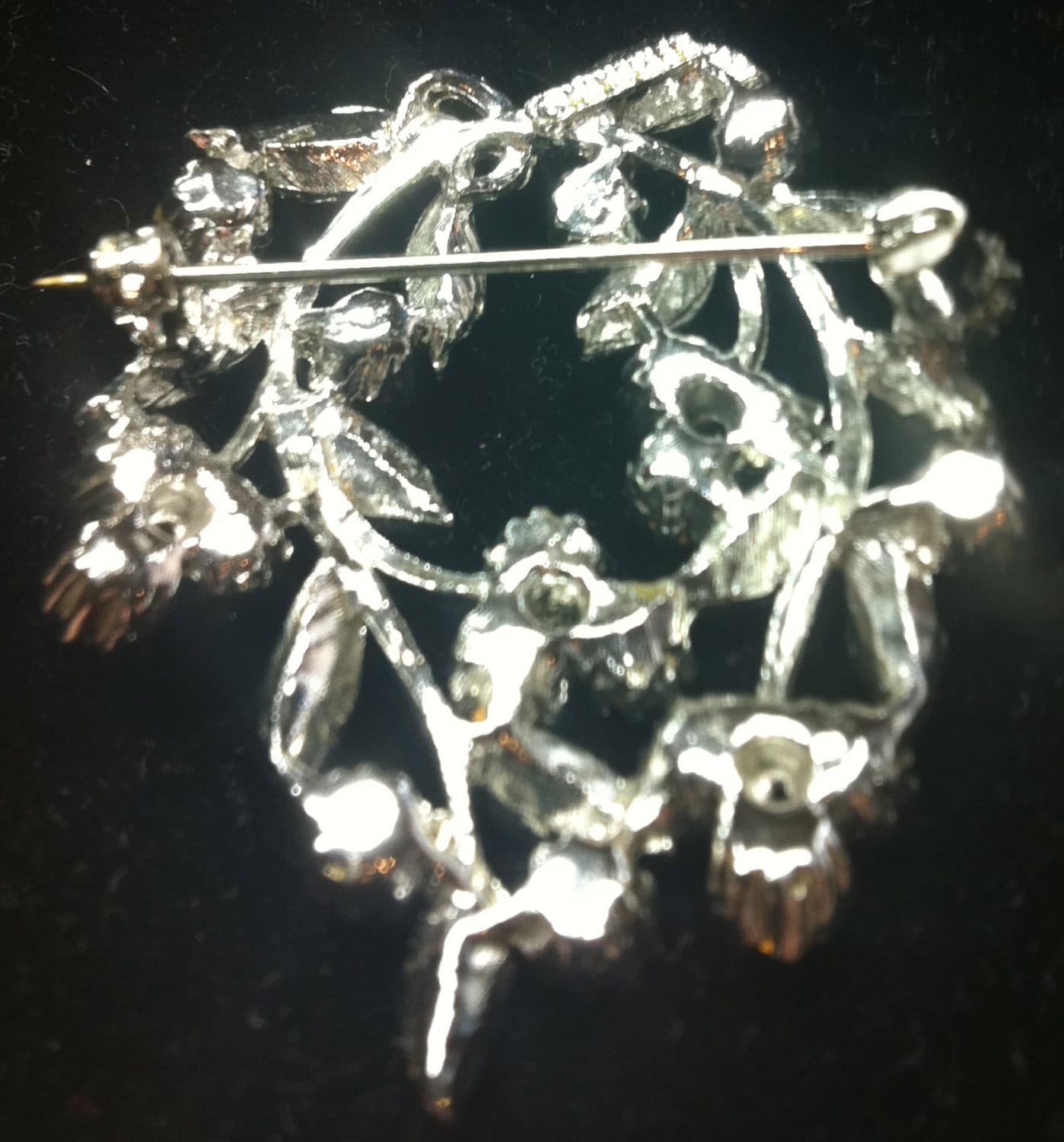 1960s VINTAGE RHINESTONE Brooch, Vintage Pin, 2" x 1-1/2"